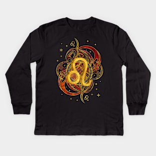 Leo Zodiac Fire element Kids Long Sleeve T-Shirt